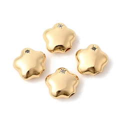 Настоящее золото 18K Латунные бусины, звезда, реальный 18 k позолоченный, 8.5x9x4.5 мм, отверстие : 1.8 мм