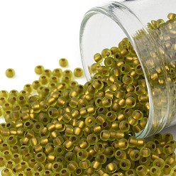 (996FM) Bronze Lined Peridot Rainbow Matte TOHO Round Seed Beads, Japanese Seed Beads, (996FM) Bronze Lined Peridot Rainbow Matte, 11/0, 2.2mm, Hole: 0.8mm, about 5555pcs/50g