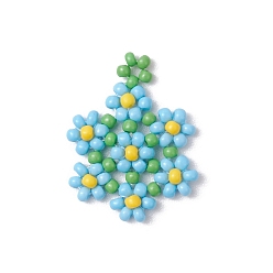 Бирюза Бисер бисерные подвески, цветок подвески, бирюзовые, 23x18x3 мм, отверстие : 1.5 мм