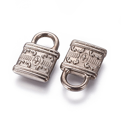 Gunmetal CCB Plastic Pendant, Padlock, Gunmetal, 16x10.5x2.5mm, Hole: 3.5x4.5mm