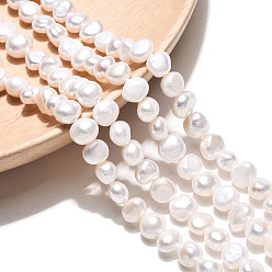 Кремово-белый Нити из натурального культивированного пресноводного жемчуга, двух сторон полированной, кремово-белые, 4.5~7x6~7.5x3~6.5 мм, отверстие : 0.6 мм, около 28~29 шт / нитка, 6.69~7.09 дюйм (17~18 см)