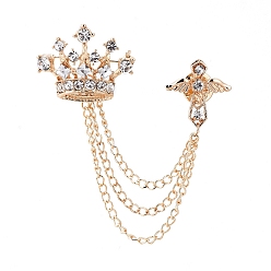 Золотой Мужская брошь из сплава на лацкане, с кристально горный хрусталь, для карьеры костюм смокинг рубашки галстук шапка шарф, Корона и крест, золотые, 115 мм