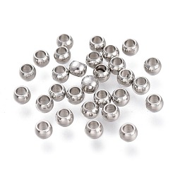 Edelstahl Farbe Anlaufgeschützt 202 Edelstahlperlen, Rondell, Edelstahl Farbe, 3x2 mm, Bohrung: 1.5 mm
