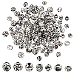 Античное Серебро 120 шт 8 стили бусины из сплава в тибетском стиле, разнообразные, античное серебро, 5.5~8x5~8x4.5~8 мм, отверстие : 1.5~3.5 мм, 15 шт / стиль