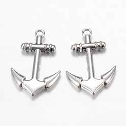 Античное Серебро Сплавочные подвески тибетского стиля, якорь, без кадмия и без свинца, античное серебро, 29.5x20x4 мм, Отверстие : 2 мм , около 330 шт / 1000 г