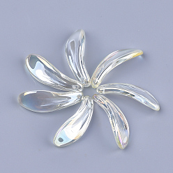 Светло-желтый Подвески гальванизируйте стекла, лепесток, светло-желтый, 26x9x6 мм, отверстие : 1 мм