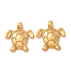 Real 18K Gold Plated Stainless Steel Pendants, Turtle Charms, Ion Plating(IP), Long-Lasting Plated, Real 18K Gold Plated, 25.5x23.5x5.5mm, Hole: 2.5x4mm