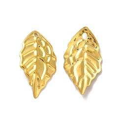 Золотой Железные подвески, гравированные металлические украшения, очарование листа, золотые, 18x10x2 мм, отверстие : 1.2 мм
