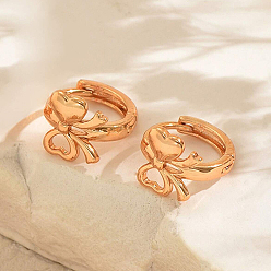 Bowknot Латунные серьги обруча, розовое золото , бантом, 10x8 мм