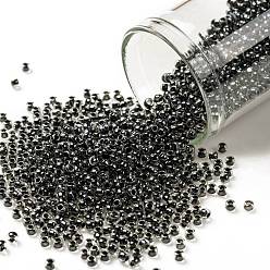 (344) Inside Color Crystal/Black Toho runde Rocailles, japanische Rocailles, (344) Innenfarbe Kristall / Schwarz, 11/0, 2.2 mm, Bohrung: 0.8 mm, über 1110pcs / Flasche, 10 g / Flasche