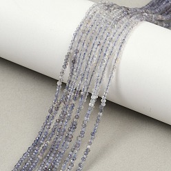 Айолит Природные иолит нитей бисера, граненые, рондель, градиент цвета, 2x1 мм, отверстие : 0.5 мм, около 267 шт / нитка, 15.55 дюйм (39.5 см)