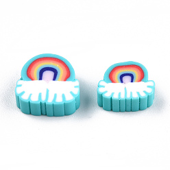 Бирюза Бусины из полимерной глины , радуга, бирюзовые, 6~9x8~11x4 мм, отверстие : 1.6 мм