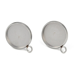 Нержавеющая Сталь Цвет Не тускнеет 304 фурнитура для сережек-гвоздиков из нержавеющей стали, плоско-круглые, цвет нержавеющей стали, 16.5x13.5x0.5 мм, отверстие : 2 мм