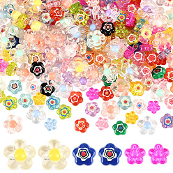 (52) Непрозрачная лаванда 300 шт 3 стили прозрачные акриловые бусины, смешанный цветок, разноцветные, 8~12x8.5~12.5x3.5~6 мм, отверстие : 1.6~2.5 мм, около 100 шт. / стиль