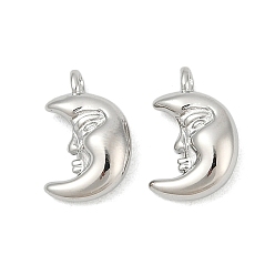 Платина Латунь прелести, луна, без кадмия и без свинца, стойки покрытие, долговечный, платина, 11x7x3.5 мм, отверстие : 1.2 мм