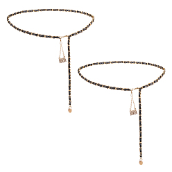 Черный Поясные цепи из искусственной кожи, подвески для сумок из сплава светлого золота цепочка ремни, для рубашки юбка платье пальто, чёрные, 39-3/8 дюйм (100 см)