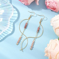 Plum Blossom Jasper Серьги-подвески из натуральной яшмы в форме столба сливы, с 304 крючками для сережек из нержавеющей стали для женщин, 96 мм