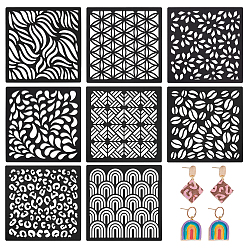 Schwarz 1 Beutel-Quadrat-Schablonen aus Acryl-Ton, Tonwerkzeuge, Schwarz, 99x99x3 mm