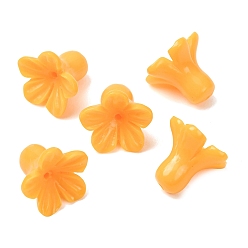Orange Dyed Synthetic Coral Carved Beads, Flower, Orange, 12x14mm, Hole: 1.1mm