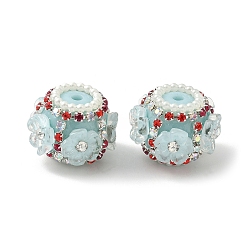 Светло-Синий Бусины из смолы в виде цветка со стразами, рондель, с акрилом и стеклом, для ручек с бусинами, брелки, ювелирные изделия и ремесла, голубой, 21x21x17 мм, отверстие : 2.8 мм