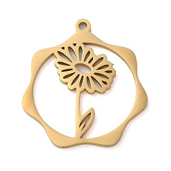 Золотой 304 подвески из нержавеющей стали, цветок, золотые, 23.5x21.5x1 мм, отверстие : 1.5 мм