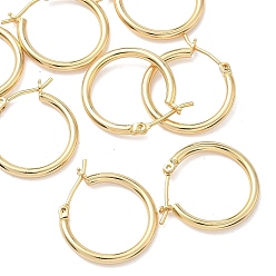 Real 18K Gold Plated SHEGRACE Brass Hoop Earrings, Cadmium Free & Nickel Free & Lead Free, Real 18K Gold Plated, 24x20x2mm