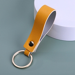 Золотистый Брелок из искусственной кожи, с металлическим кольцом для ключей, прямоугольные, золотые, 8.8x1.8 см