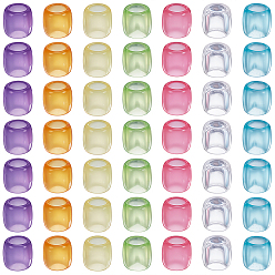 Couleur Mélangete 120pcs perles européennes en acrylique transparent, Perles avec un grand trou   , baril, couleur mixte, 11x11mm, Trou: 7mm
