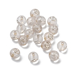 Белый Покрытие акриловыми шариками, серебряный металл, оплетенный, круглые, белые, 8 мм, отверстие : 1.8 мм, Около 731 шт / 500 г
