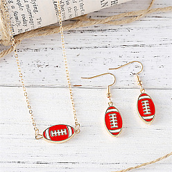 Красный Комплекты ожерелий и серег с подвесками из цинкового сплава в стиле регби и эмали, золотые, красные, 450 мм