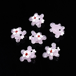 Сливовый Нити бугорчатых бусин ручной работы в технике лэмпворк, золотая рыбка с цветком, слива, 16.5~17.5x20.5~23x10~12 мм, отверстие : 1.6~2 мм, около 30 шт / нитка, 15.75'' (40 см)