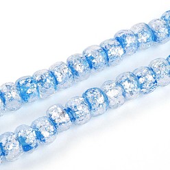 Темно-Голубой Светящиеся стеклянные бусины ручной работы из серебряной фольги, рондель, светится в темноте, глубокое синее небо, 7~8.5x4.5~6.5 мм, отверстие : 1~1.5 мм, около 80 шт / нитка, 16.34 дюйм (41.5 см)