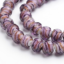 Средний Фиолетовый Ручной работы золотые песочные бусины ручной работы, граненые, средне фиолетовый, 12x9 мм, отверстие : 1 мм, 40 шт / нитка, 14.2~15.4 дюйм