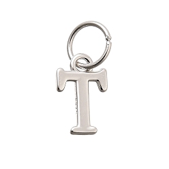 Letter T 925 стерлингов серебряные подвески, буквы, Письмо T, 10x6x1 мм, отверстие : 4 мм