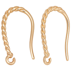 Настоящее золото 18K 40шт. латунная проволока для ушей, реальный 18 k позолоченный, 18x1.4 мм, отверстие : 1.9 мм, штифты : 0.8 мм