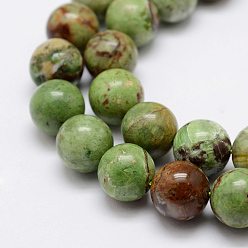 Green Opal Natural Green Opal Beads Strands, Round, 10mm, Hole: 1mm, about 38pcs/strand, 14.5 inch