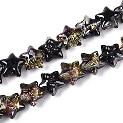 Камелия Стеклянные бусины с гальваническим покрытием , звезда и бантом, камелия, 13.5~14x14~15x7.5~8.5 мм, отверстие : 0.8~0.9 мм, около 49~50 шт / нитка, 23.62~24.02 дюйм (60~61 см)