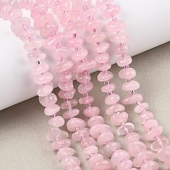 Розовый Кварц Природного розового кварца нитей бисера, чип, с бисером, 6~15x7~10x2~6 мм, отверстие : 1 мм, около 70~79 шт / нитка, 15.75~16.42'' (40~41.7 см)