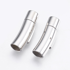 Stainless Steel Color Tarnish Resistant 304 Stainless Steel Bayonet Clasps, Stainless Steel Color, 30x9mm, Hole: 7mm