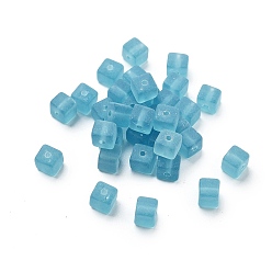 Темно-бирюзовый Акриловые бусины, матовые, кубические, темные бирюзовый, 5.5x6x6 мм, отверстие : 1.6 мм
