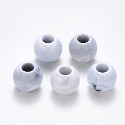 Белый Дым Акриловые бусины с большими отверстиями, Стиль имитация драгоценных камней, рондель, серый, 19x16.5 мм, Отверстие : 7.5 мм , около 149 шт / 500 г