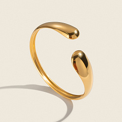 Real 18K Gold Plated 304 Stainless Steel Adjustable Open Cuff Bangles for Women, Real 18K Gold Plated, Inner Diameter: 2.36 inch(6cm)