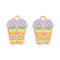 Shoes Подвески из сплава и эмали на пляжную тематику, золотой свет, вьетнамки, 19.1x13.3x1 мм, отверстие : 1.8 мм