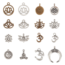 Antique Bronze & Antique Silver Tibetan Style Alloy Links Connectors & Pendants, Mixed Shapes, Antique Bronze & Antique Silver, 80pcs/box