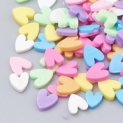 (52) Непрозрачная лаванда Ручной полимерной глины украшения искусства ногтя, Модные уходу за ногтями, без отверстия , сердце, разноцветные, 3.5~5x4~5x0.5~2 мм