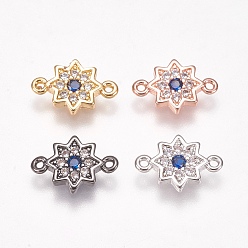 (52) Непрозрачная лаванда Латунные микро проложить кубических ссылки циркония, цветок, синие, разноцветные, 10x7x1.5 мм, отверстие : 0.5 мм
