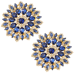 Doré  Verre cabochons en strass, fleur, or, 110x8.5mm