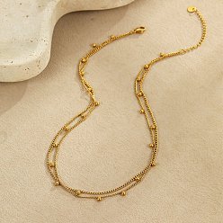 Золотой 304 двухслойные ожерелья из нержавеющей стали для женщин, золотые, 14.57 дюйм (37 см)