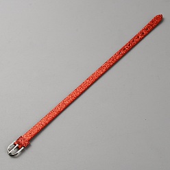 Rouge Bracelet en cordon de cuir PU vierge avec fermoirs en alliage, rouge, 8-1/2 pouce (21.7 cm)