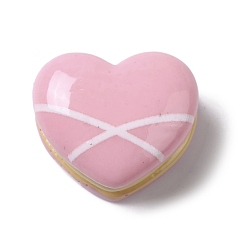 Pink Cabochons décodés alimentaires imitation résine opaque, macaron coeur, rose, 15x17.5x10mm